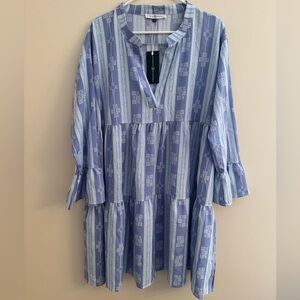 Michelle McDowell Morgan Dress Santorini Blue Size XXL NWT Tiered Babydoll
